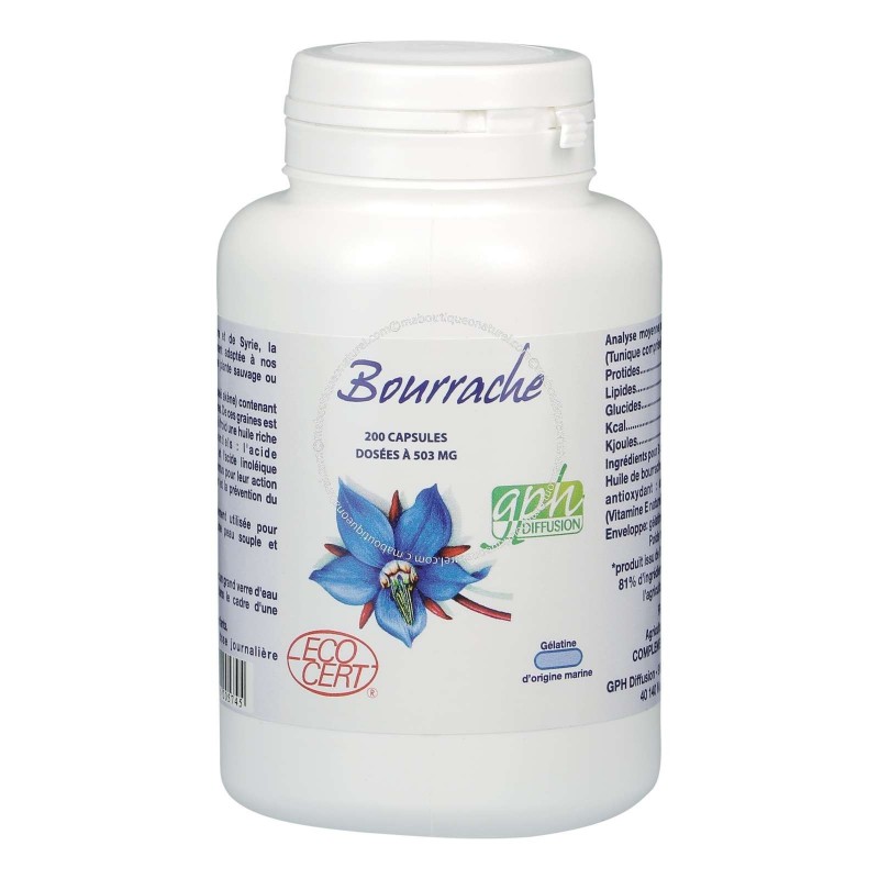 GPH DIFFUSION Bourrache BIO 503 mg | 200 capsules GPH DIFFUSION Bourrache BIO 503 mg | 200 capsules