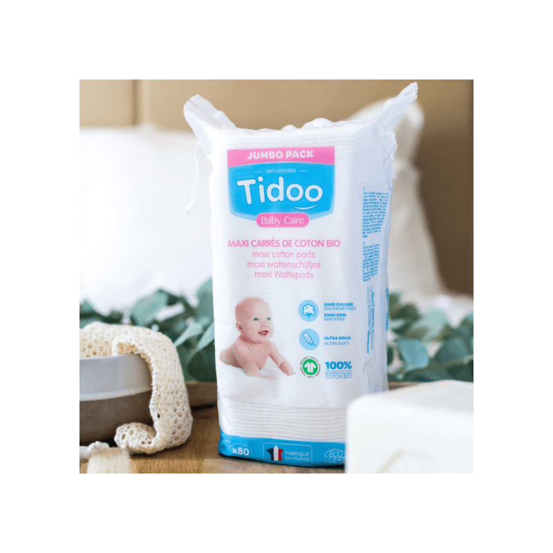 Tidoo Maxi carrés de coton familial bio 80 pce à petit prix