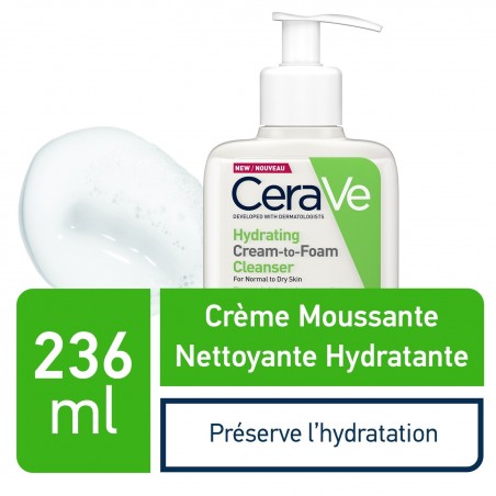 CeraVe Crème Moussante Nettoyante Hydratante Peau Normale à Sèche | 236ml