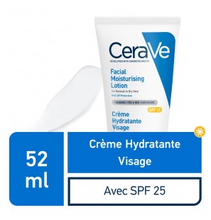 CeraVe Crème Hydratante Visage SPF25 Peau Normale à Sèche | 52ml