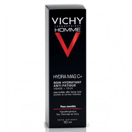 Vichy Homme Hydra Mag C+ Soin Hydratant Anti-Fatigue Visage et Yeux Sensibles | 50ml