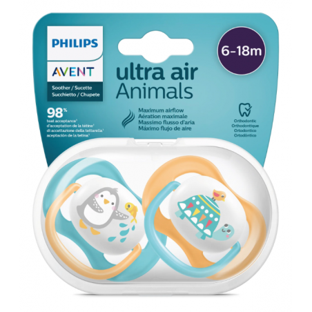 Philips Avent Sucette Ultra Air Nighttime Boy 6-18 mois 2unit