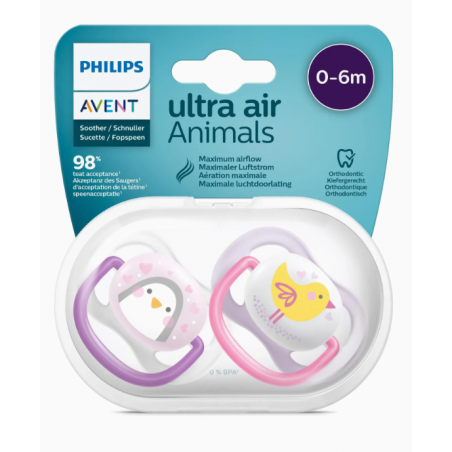 Avent Sucette ultra air Night 6-18 m Fille 