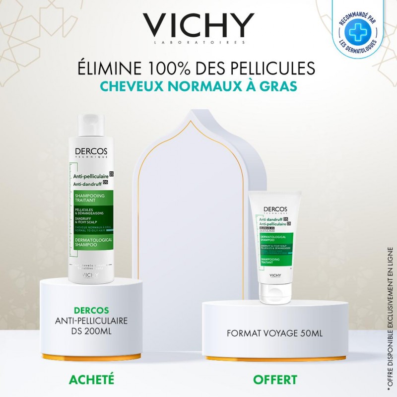 Vichy Offre Dercos Shampoing Traitant Anti-Pelliculaire Cheveux Gras| 200 ml