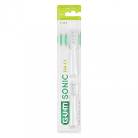 GUM SONIC DAILY TETE DE BROSSE A DENTS SOUPLE BLANC B2