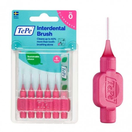 TEPE 6 Brosses Interdentaires 0.4mm Taille 0 - Rose